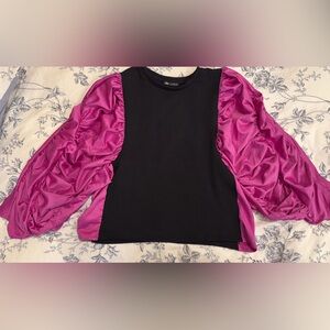 Zara M Black and Pink Women's Top